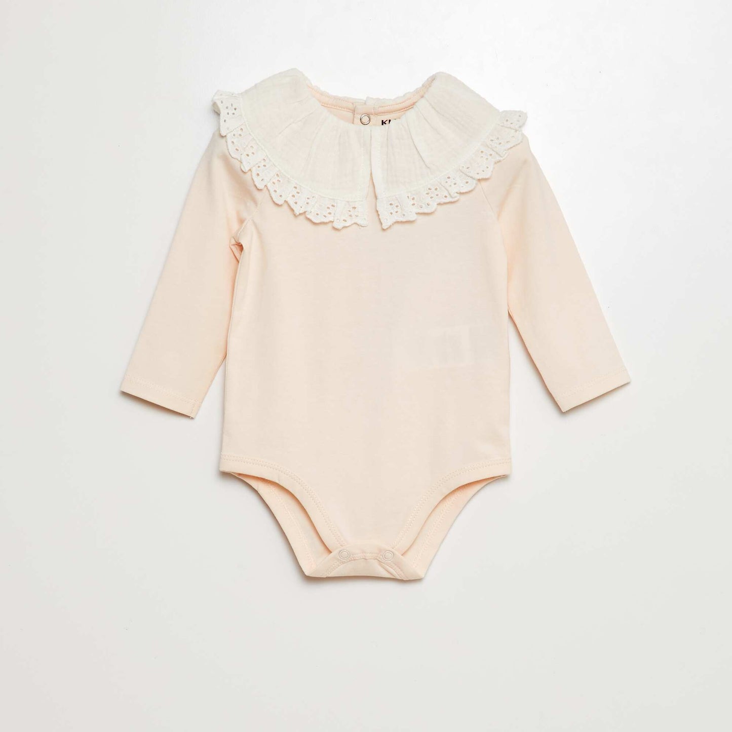 Body avec col en double gaze de coton avec broderies anglaises ROSE