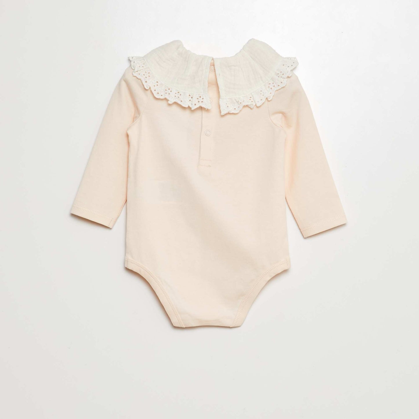 Body avec col en double gaze de coton avec broderies anglaises ROSE