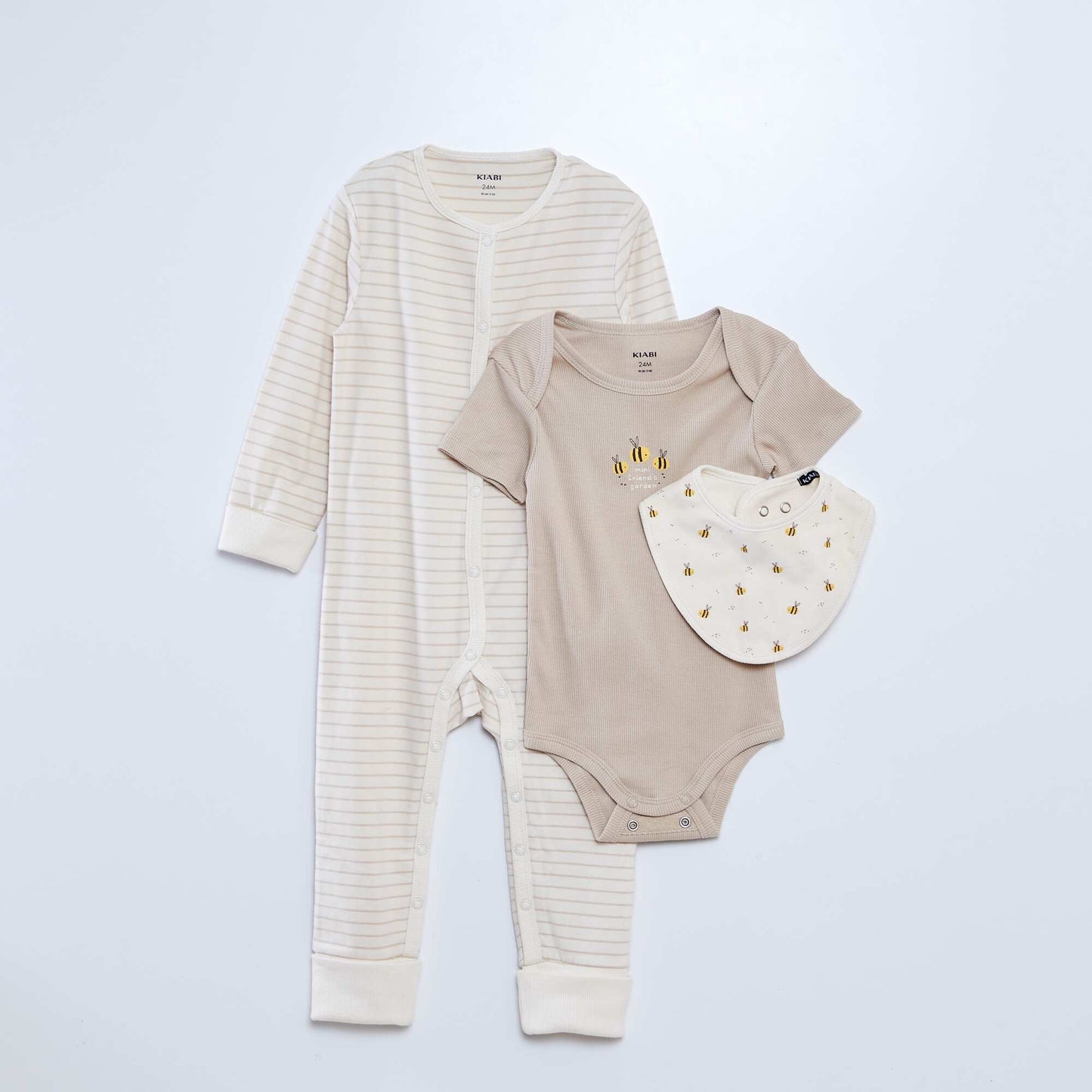 Ensemble dors-bien + body + bavoir - 3 pièces BEIGE