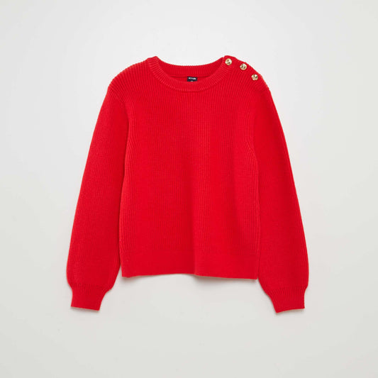 Pull avec boutons marinières Rouge