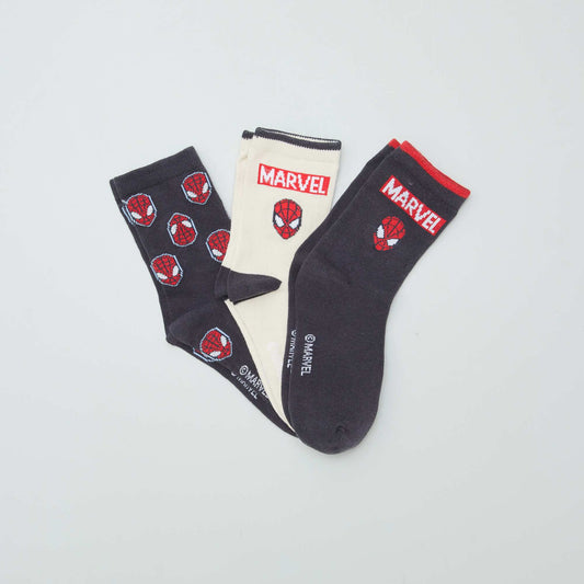 Lot de 3 chaussettes mi-hautes 'Spider-man' Gris