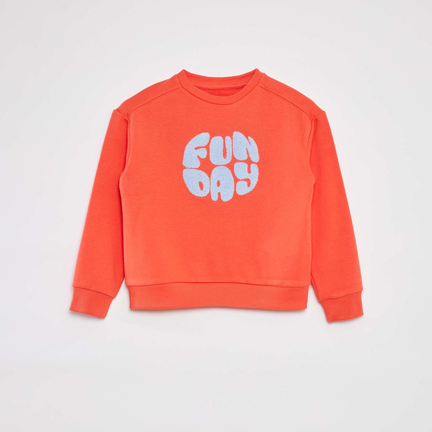 Sweat en molleton  avec inscription en maille bouclette ORANGE