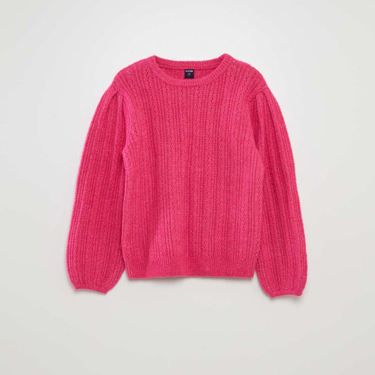 Pull en maille doudou fantaisie rose