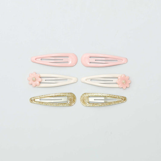Lot de 6 pinces clic clac Rose