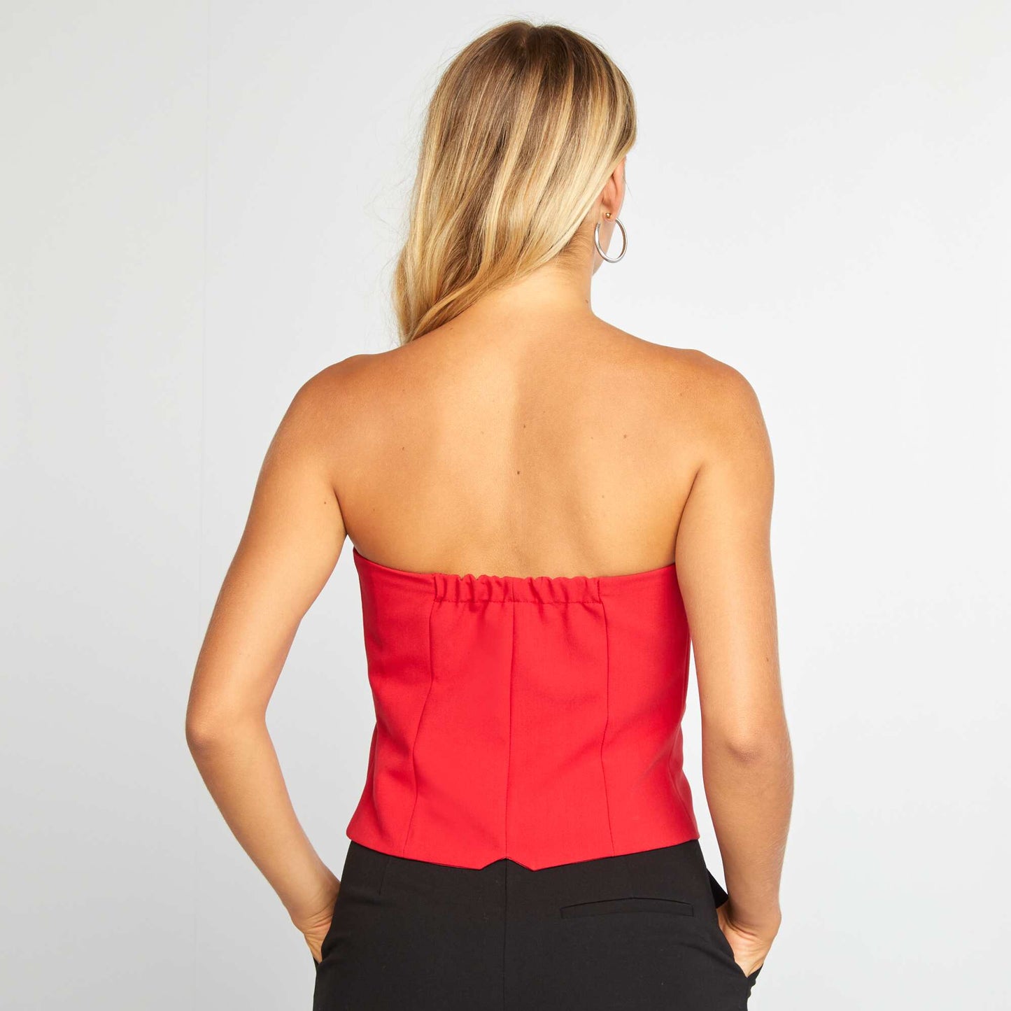 Bustier uni boutonné Rouge