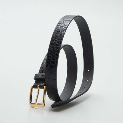 Ceinture fine imprimé léopard Noir