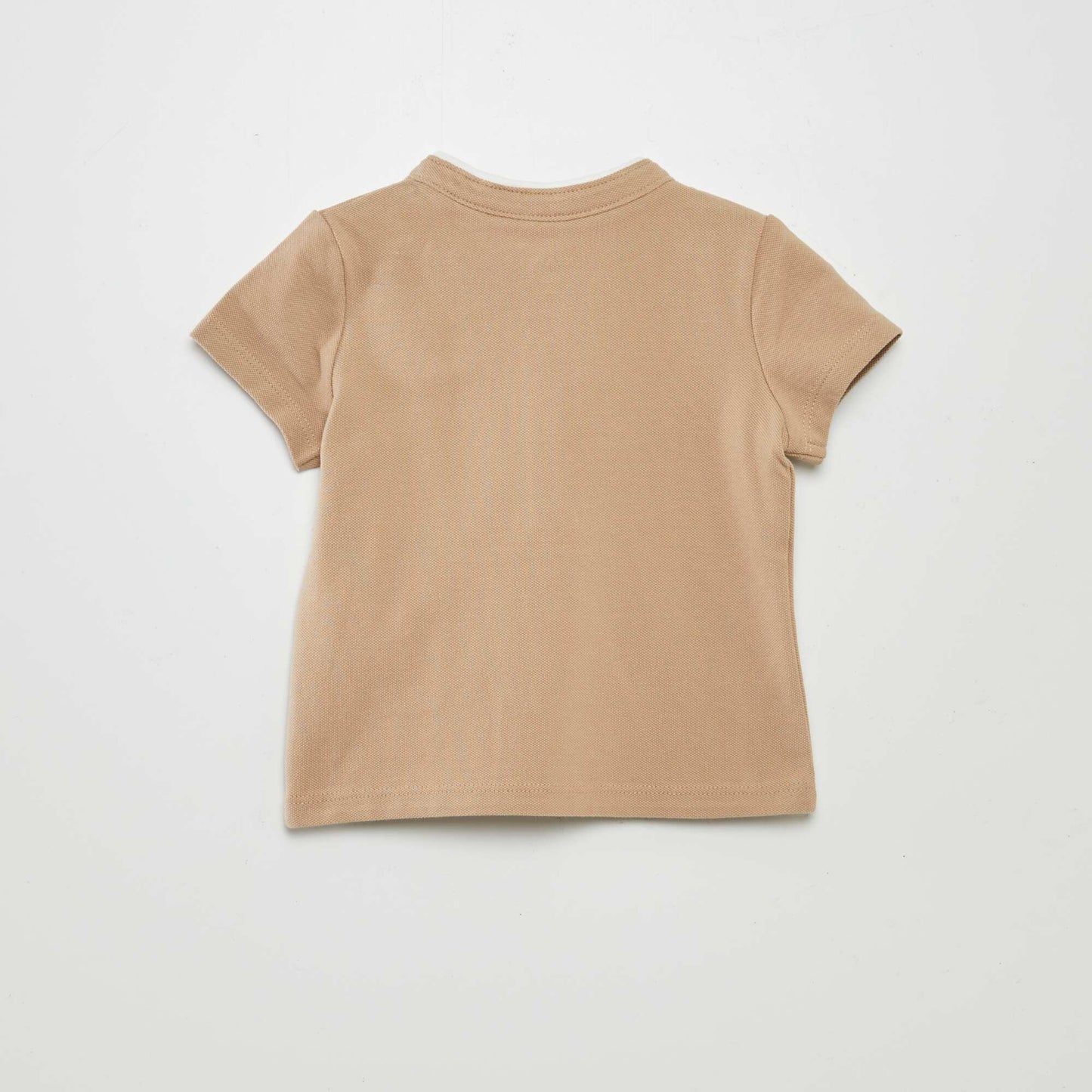 Polo en piqué de coton col mao Beige