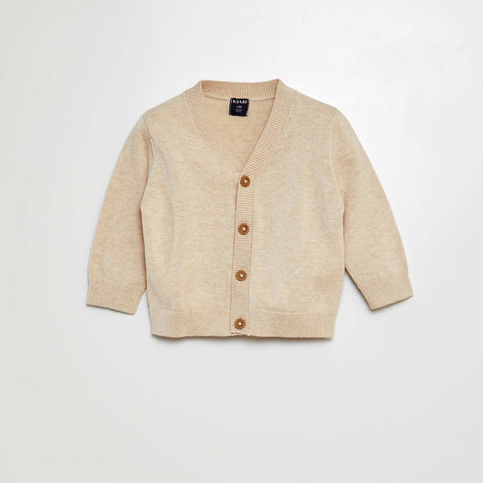 Gilet en maille col V BEIGE
