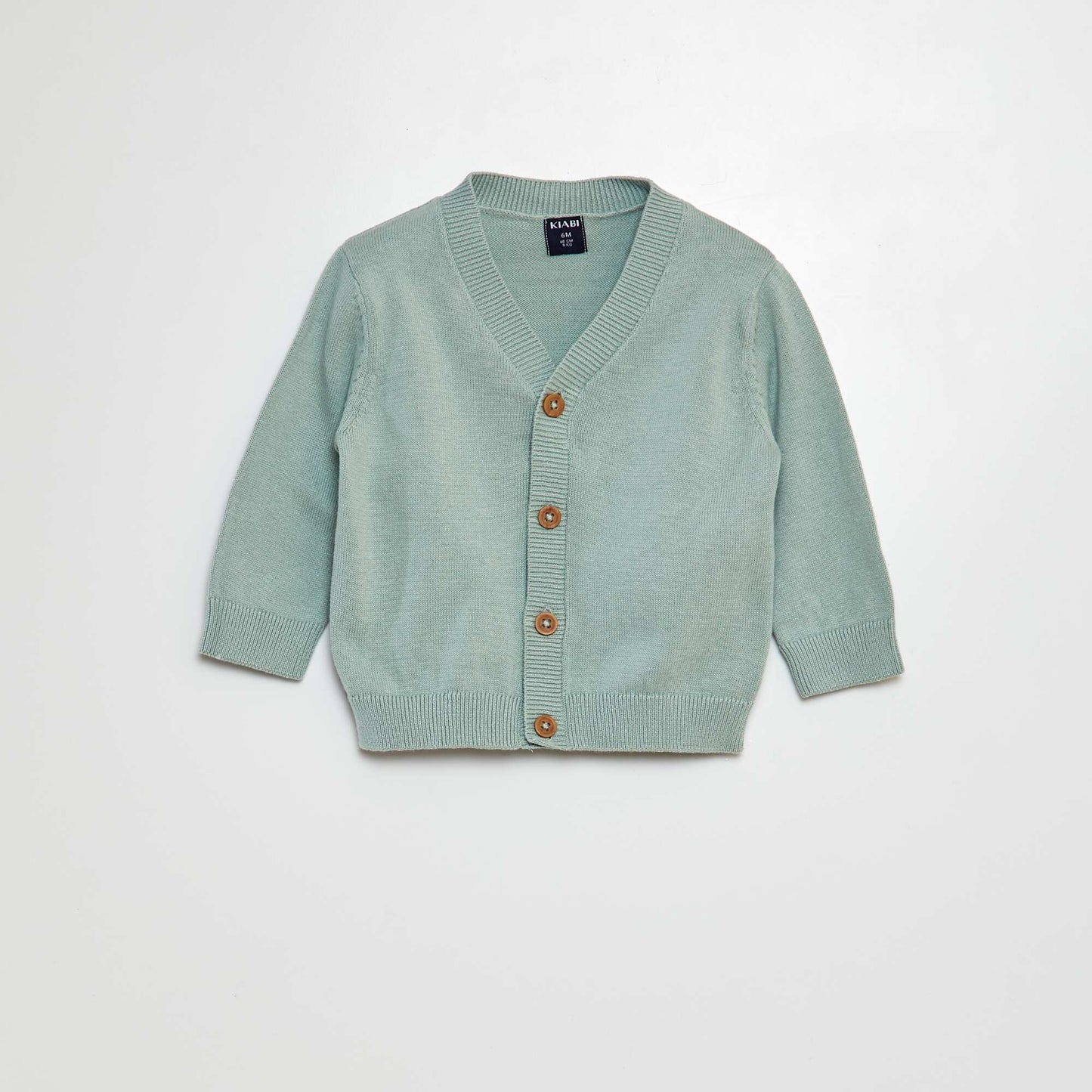 Gilet en maille col V VERT EAU