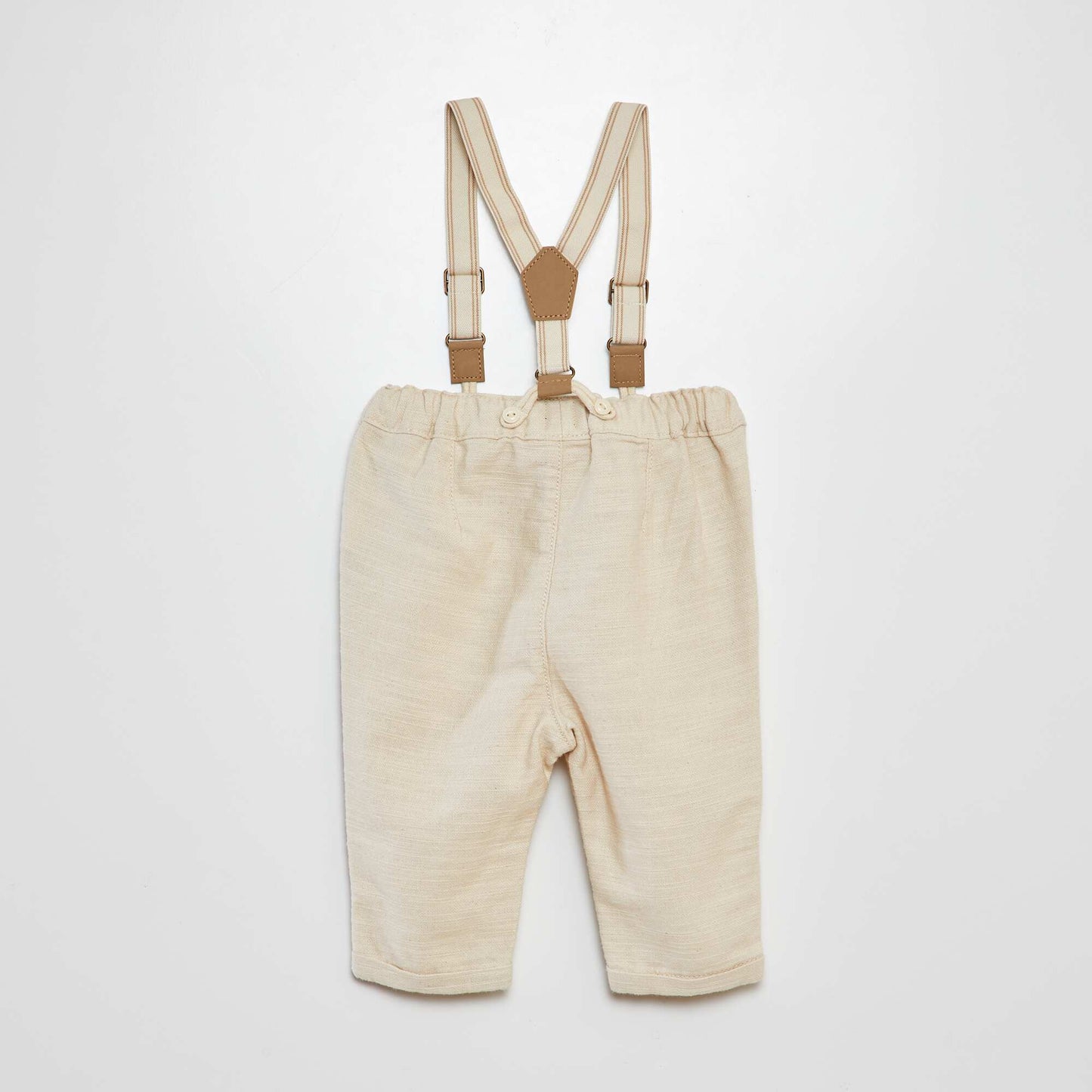 Pantalon type chino avec bretelles amovibles BLANC