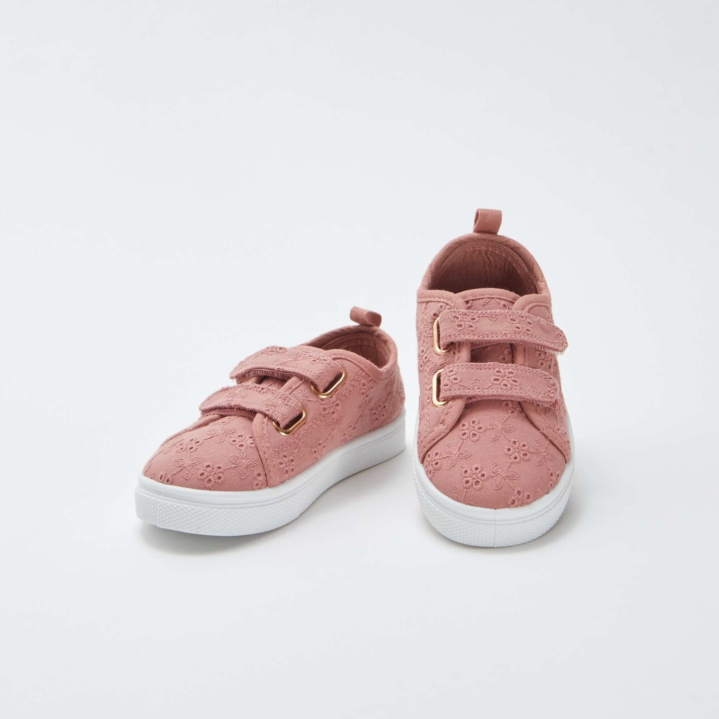 Baskets à scratchs avec broderie ROSE