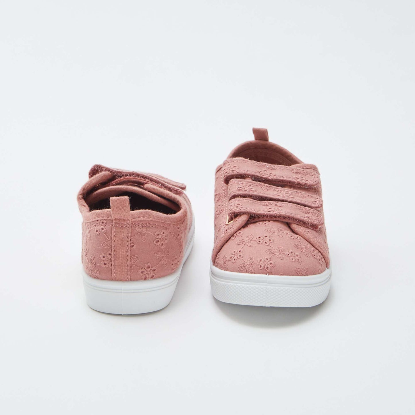 Baskets à scratchs avec broderie ROSE