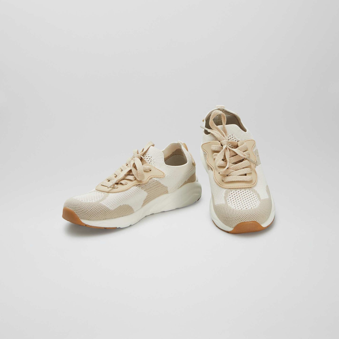 Baskets en mesh bicolore BEIGE