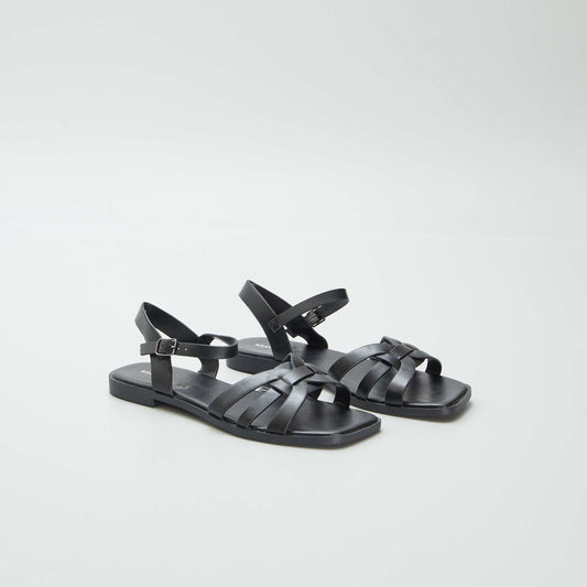 Sandales à lanière à boucle Noir