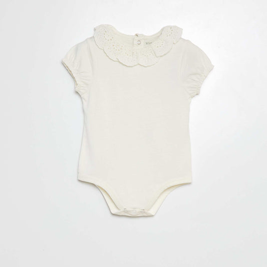 Body avec colerette en broderies anglaises BLANC