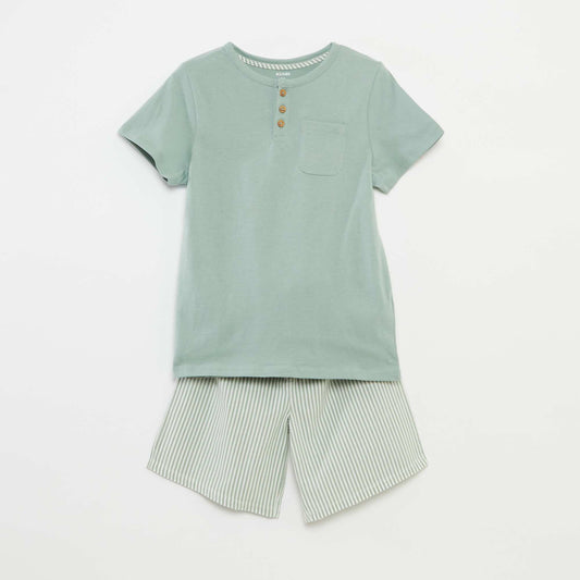 Ensemble pyjama court en coton - 2 pièces VERT