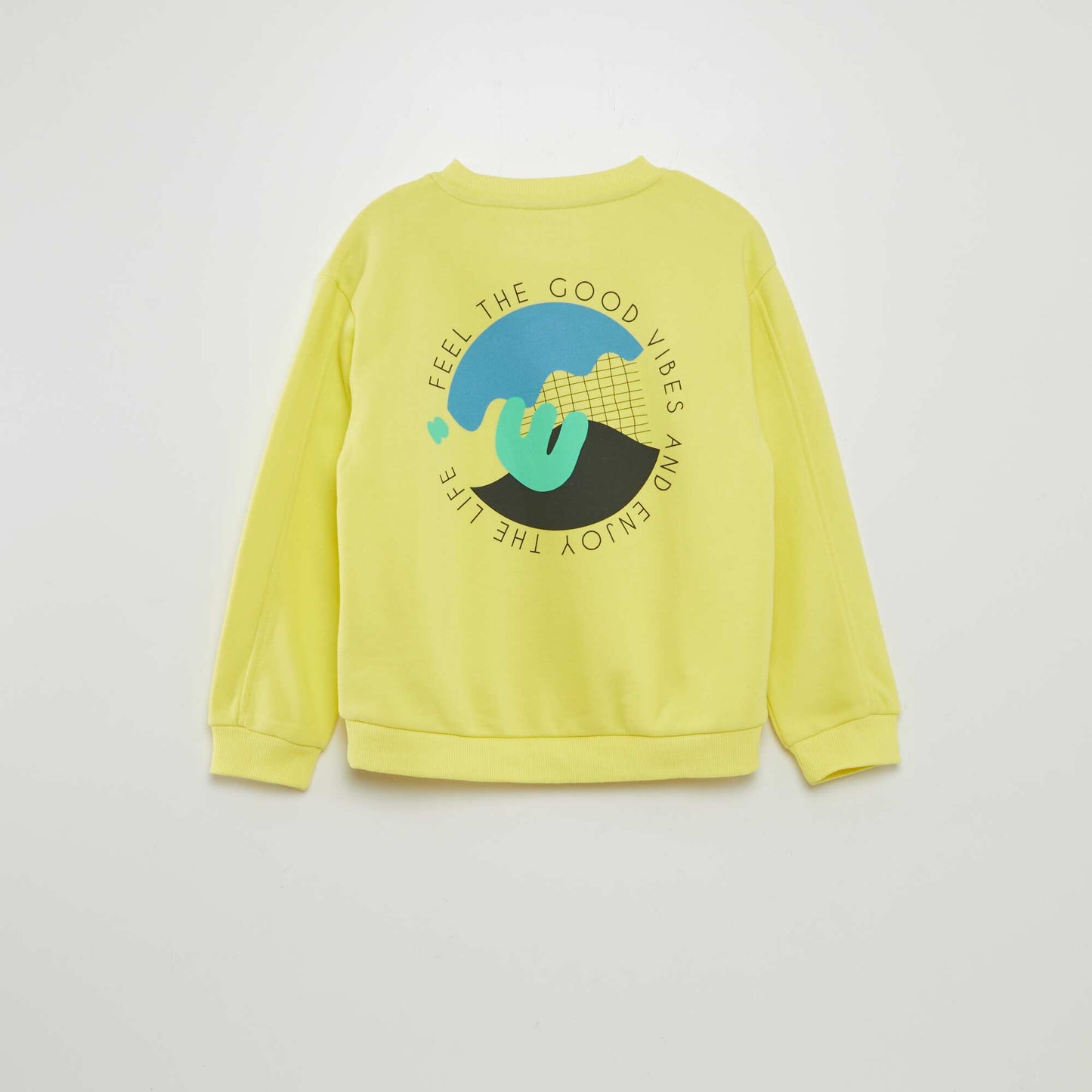 Sweat imprimé à col rond et large JAUNE