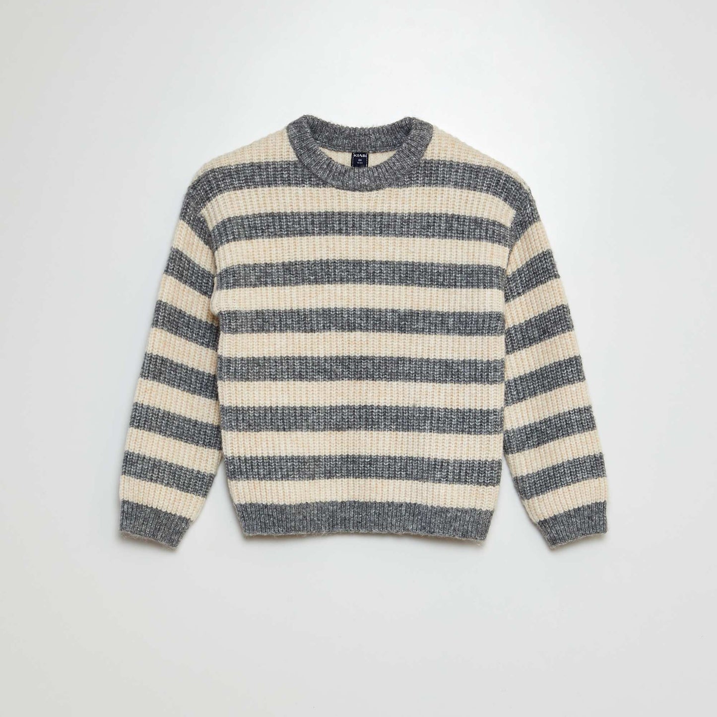 Pull en laine mélangé marinière Gris