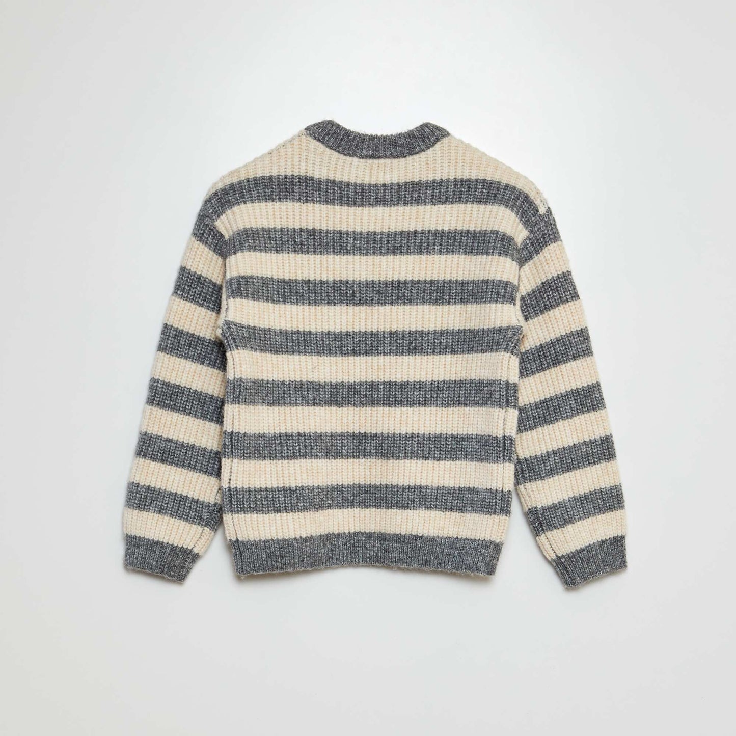 Pull en laine mélangé marinière Gris