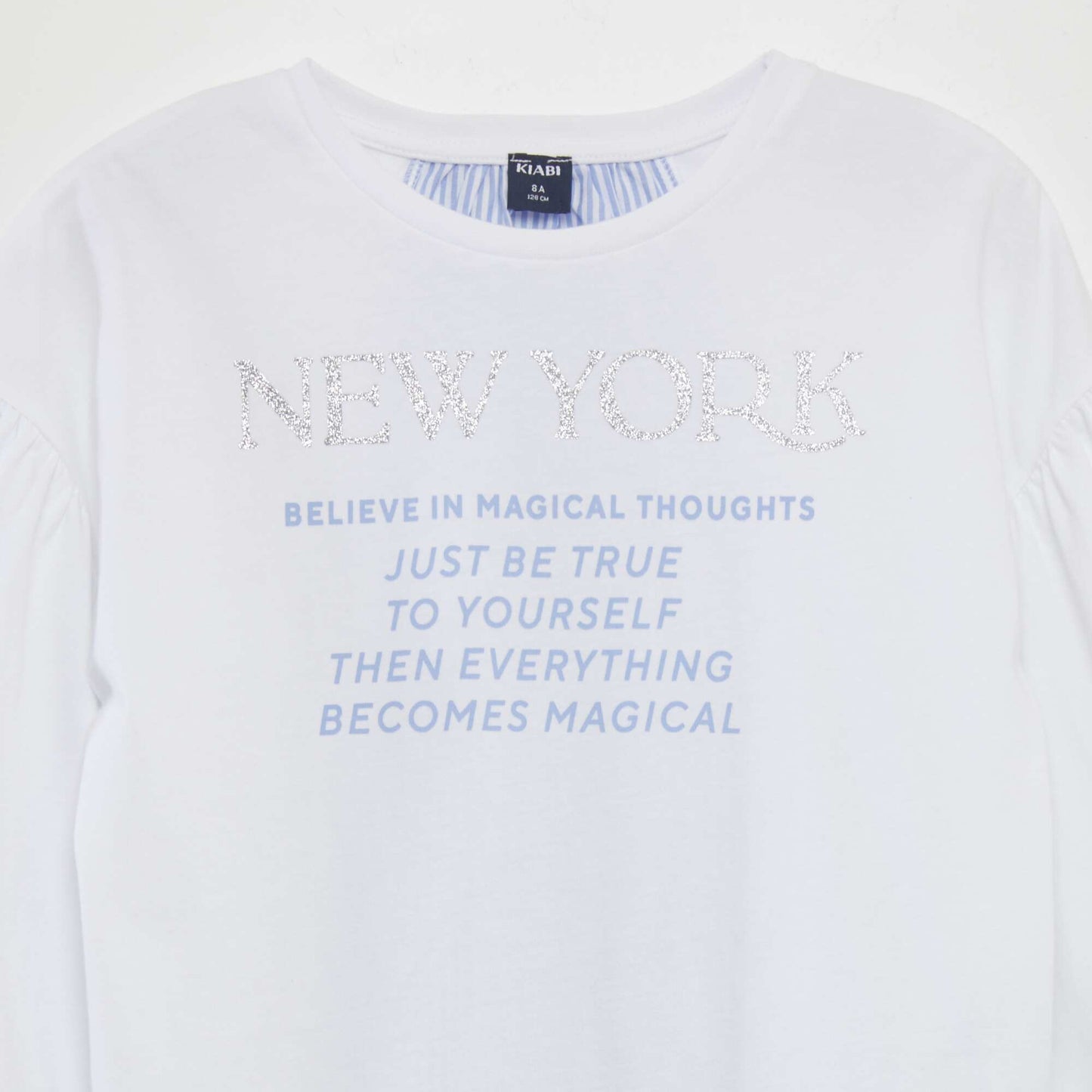 T-shirts 'New York' avec empiècement en popeline Blanc