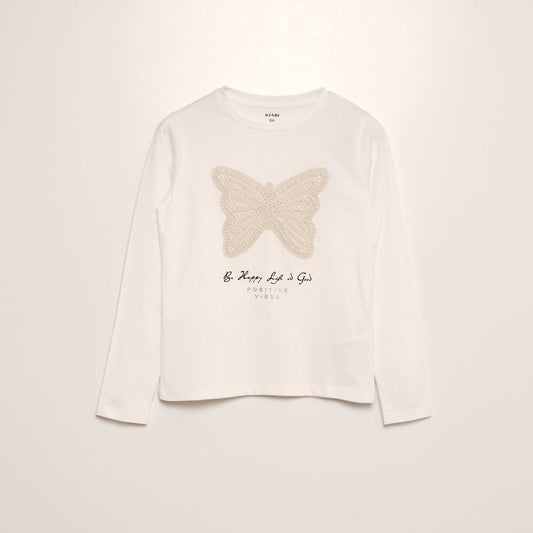 T-shirt avec broderie papillon blanc