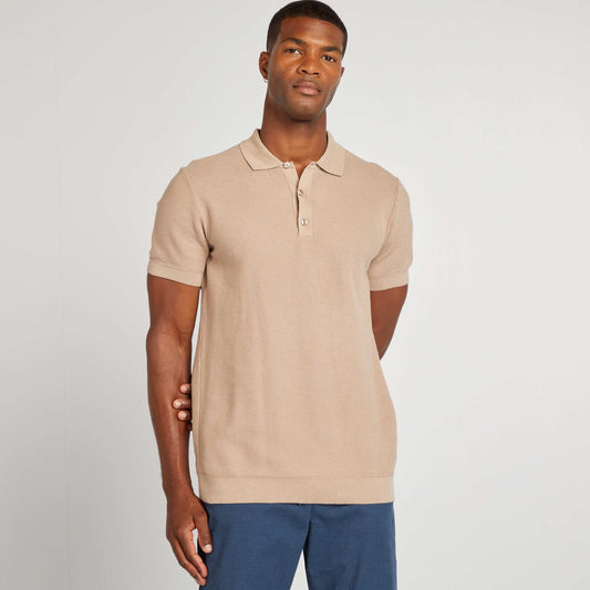 Polo en maille beige