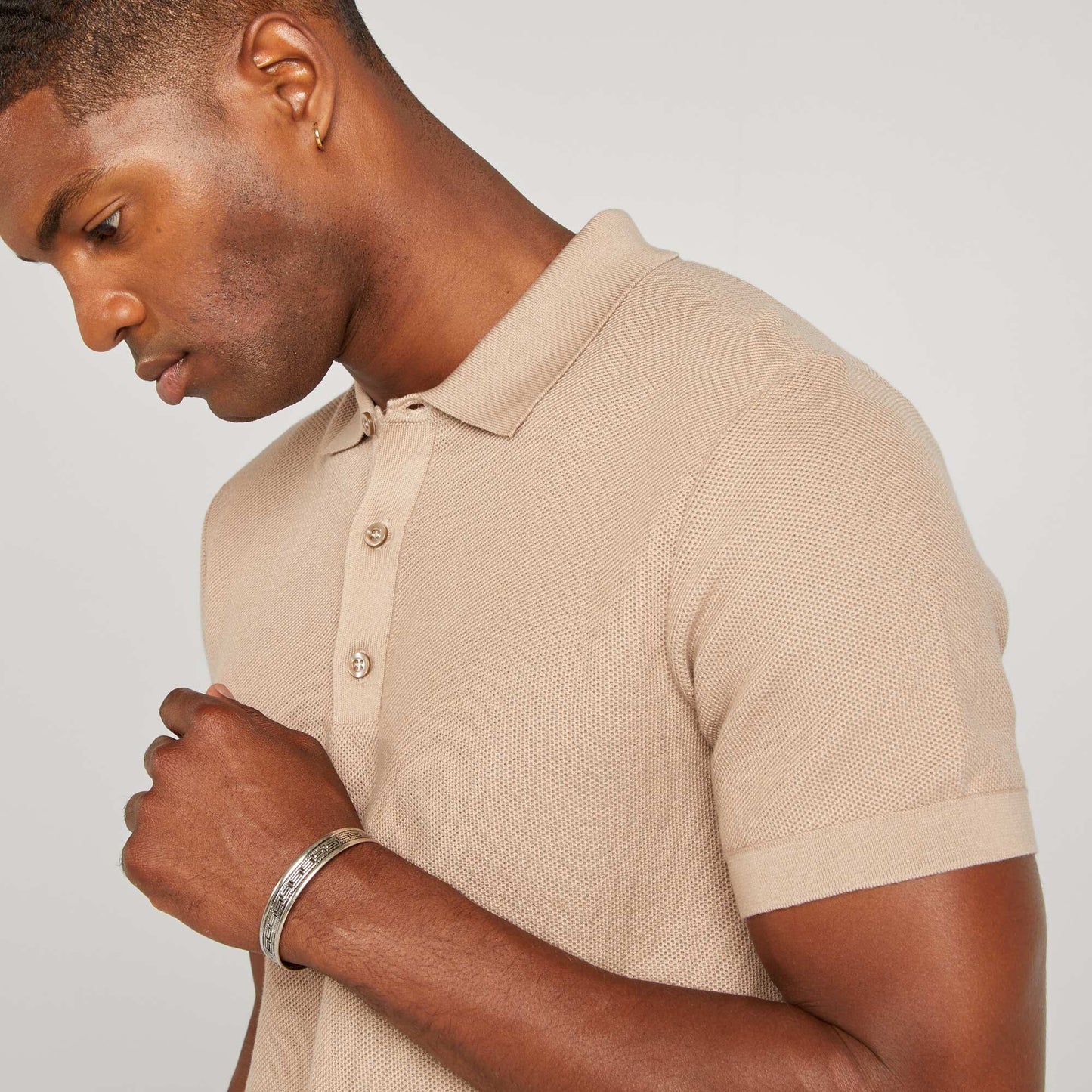 Polo en maille beige