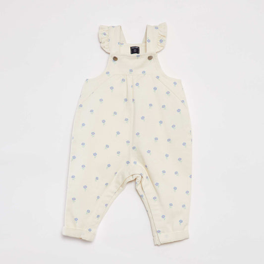 Salopette longue en denim avec imprimé BLANC