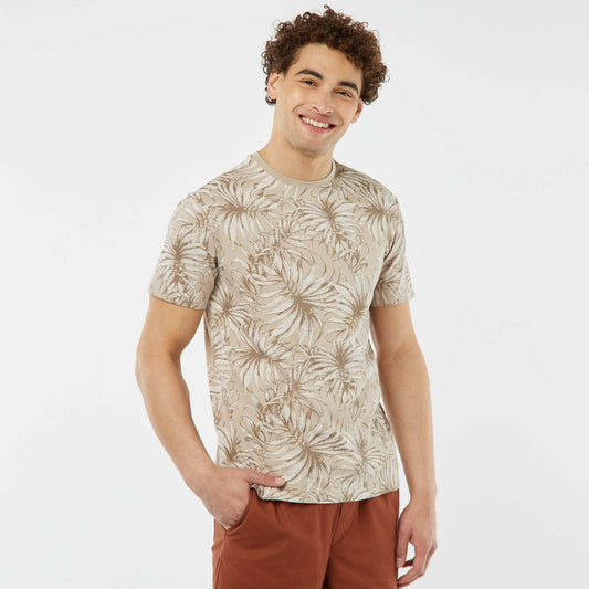 T-shirt imprimé manches courtes BEIGE
