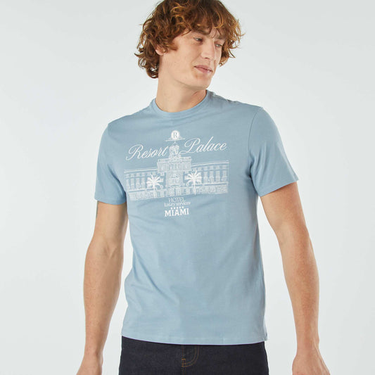 T-shirt imprimé manches courtes BLEU
