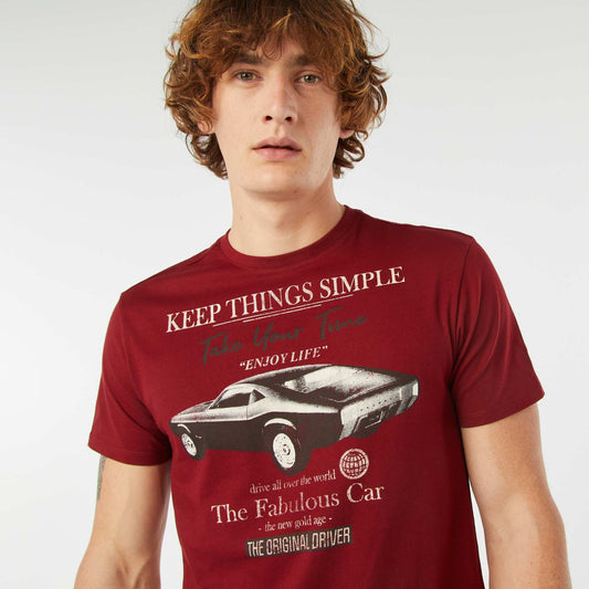 T-shirt imprimé manches courtes ROUGE