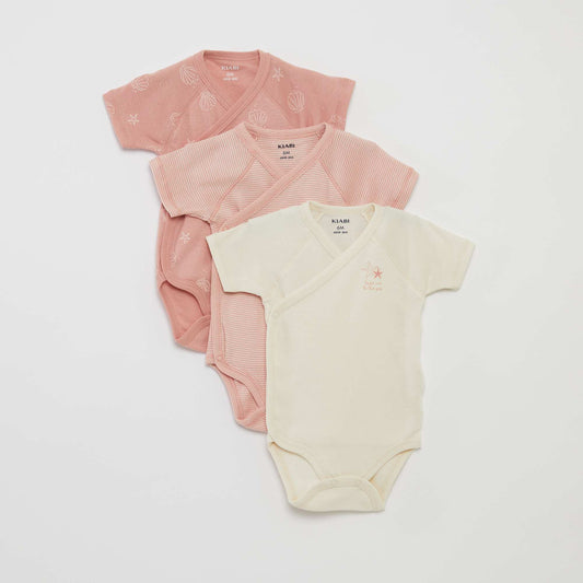 Lot de 3 bodies avec col croisé ROSE