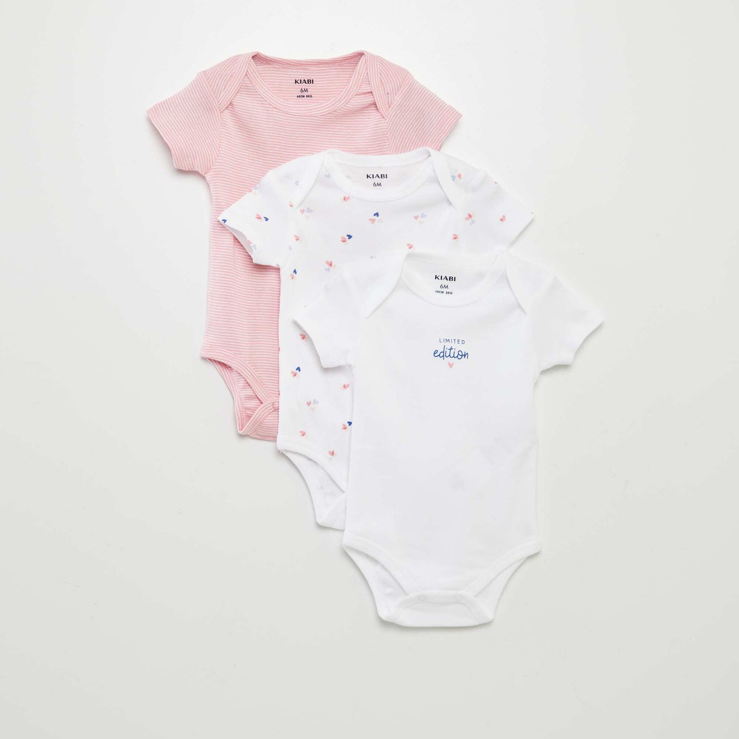 Bodies imprimés en coton - lot de 3 BLANC/ROSE