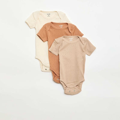 Bodies évolutif en maille unie - Lot de 3 BEIGE