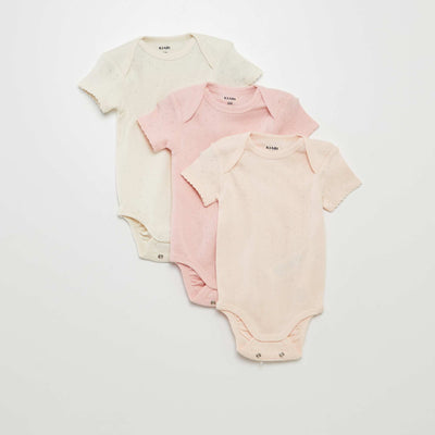 Bodies en maille unie - Lot de 3 ROSE