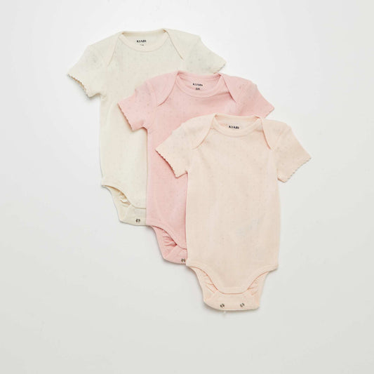 Bodies en maille unie - Lot de 3 ROSE