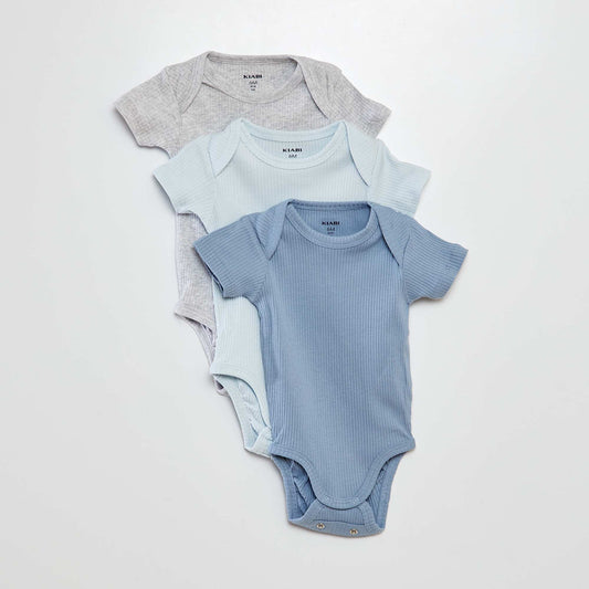 Bodies en maille unie - Lot de 3 BLEU