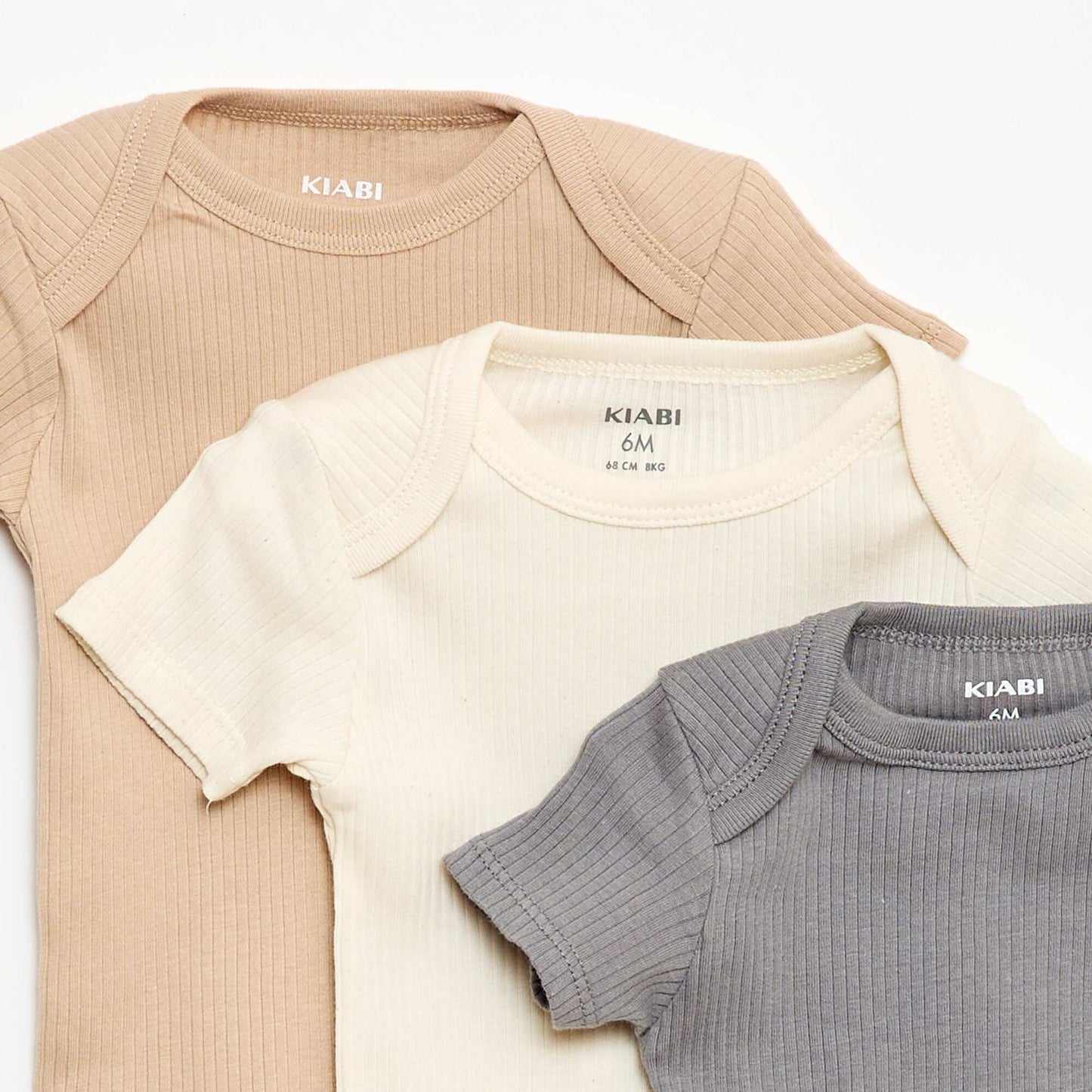 Bodies évolutif en maille unie - Lot de 3 BEIGE