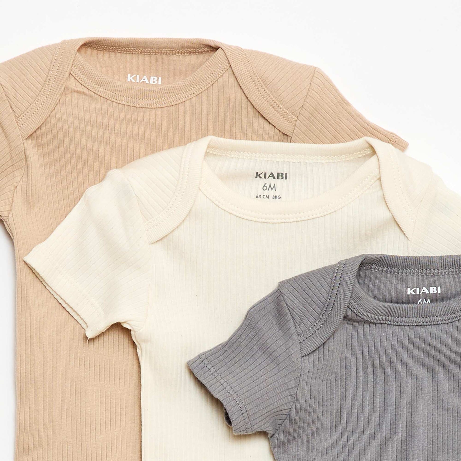 Bodies évolutif en maille unie - Lot de 3 BEIGE