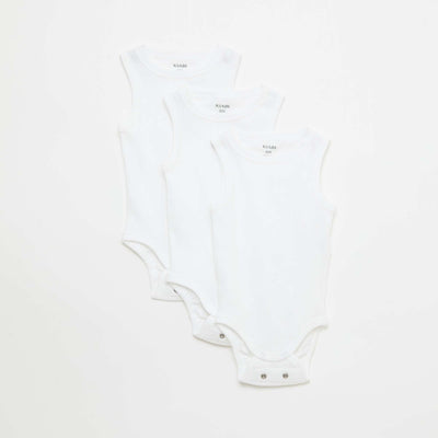 Lot de 3 bodies évolutifs à bretelles unis BLANC