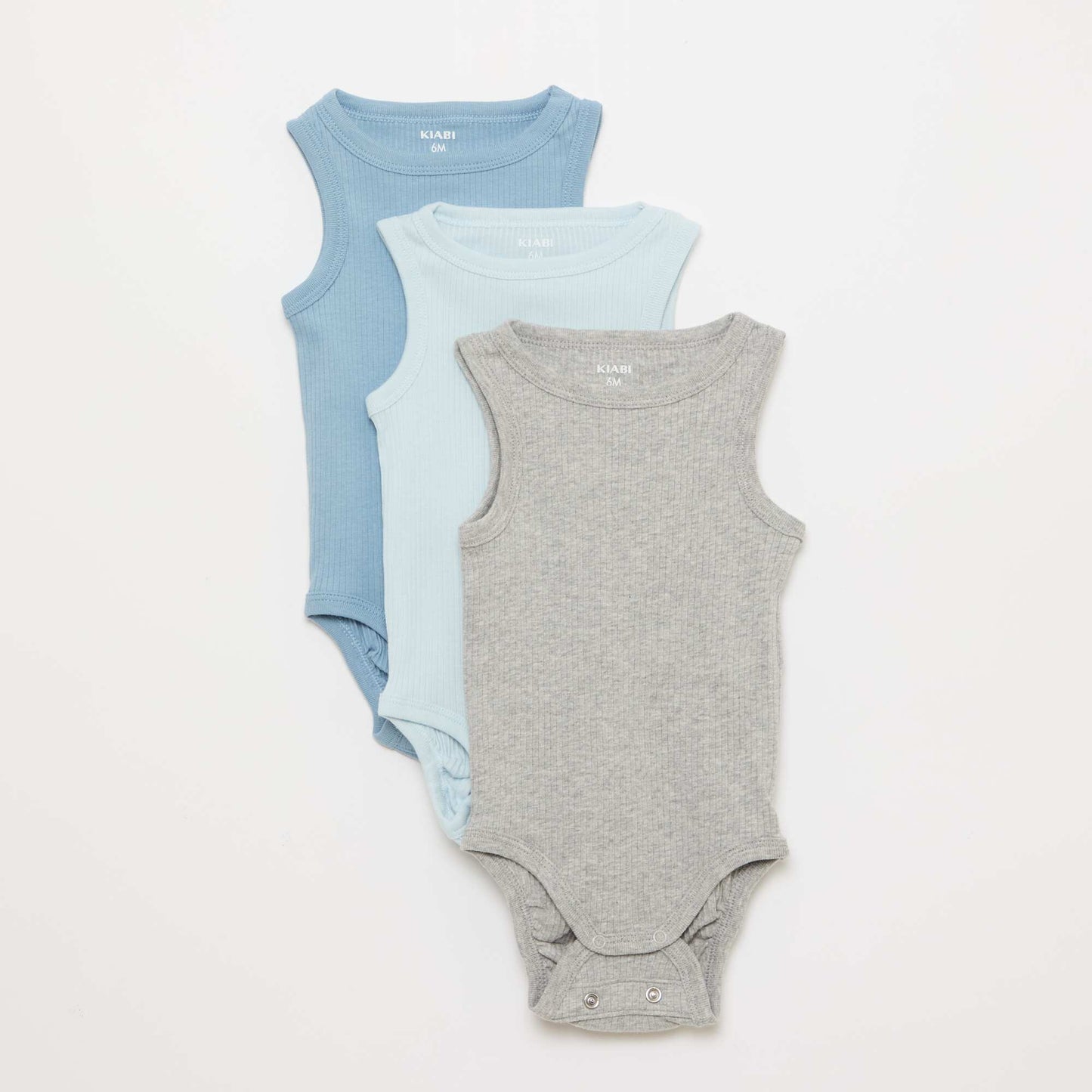 Lot de 3 bodies évolutifs à bretelles unis BLEU