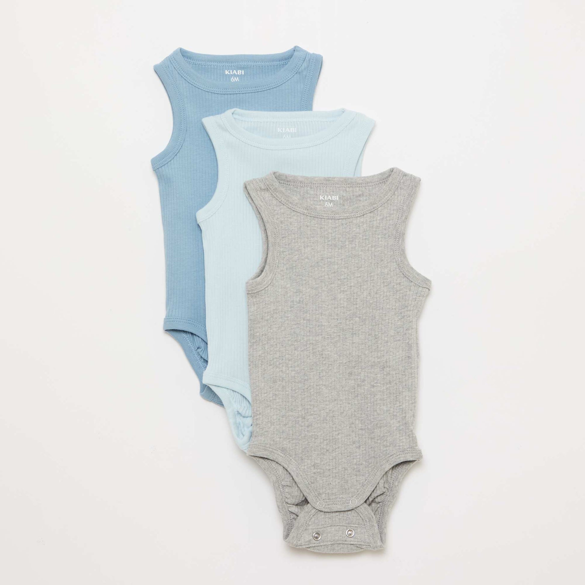 Lot de 3 bodies évolutifs à bretelles unis BLEU