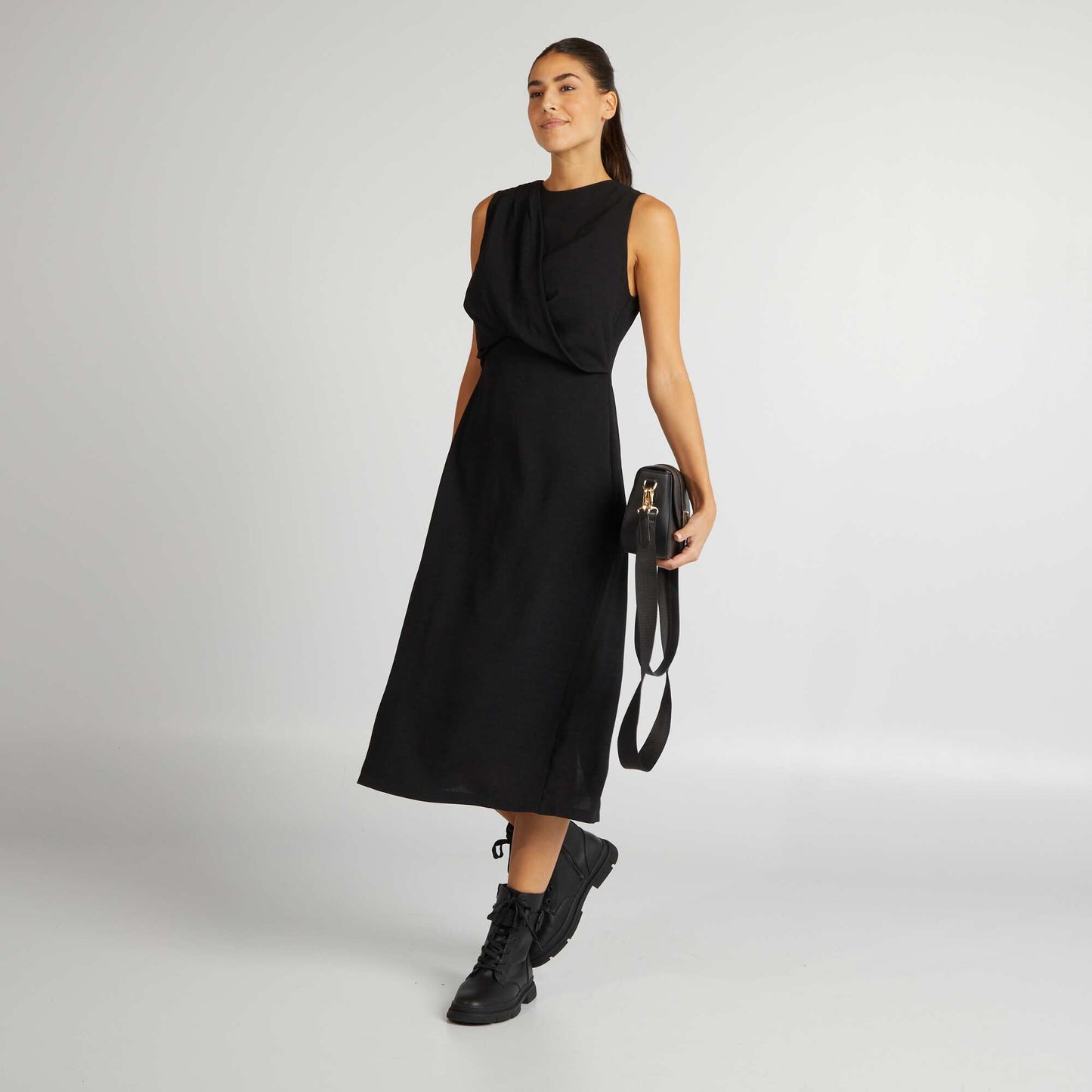 Robe midi sans manches noir