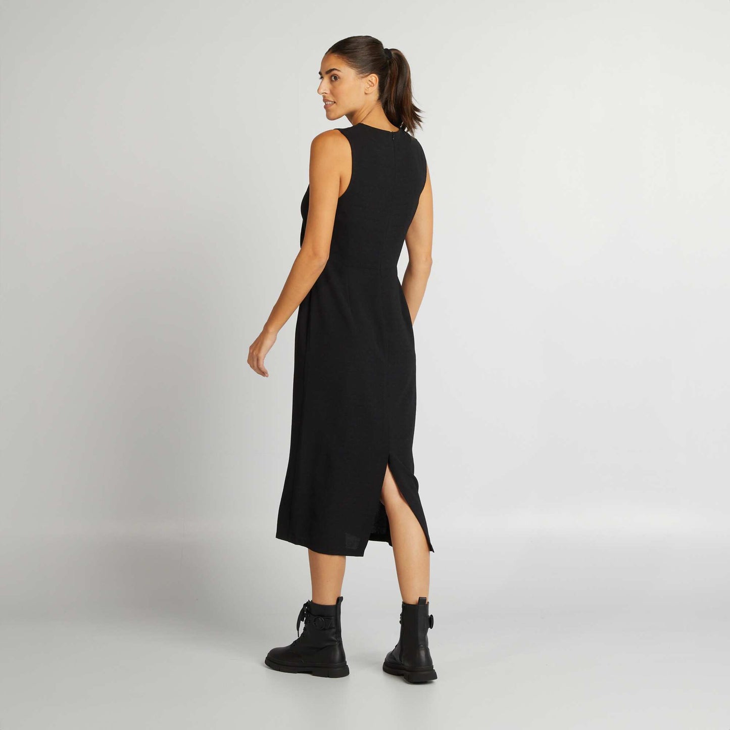 Robe midi sans manches noir