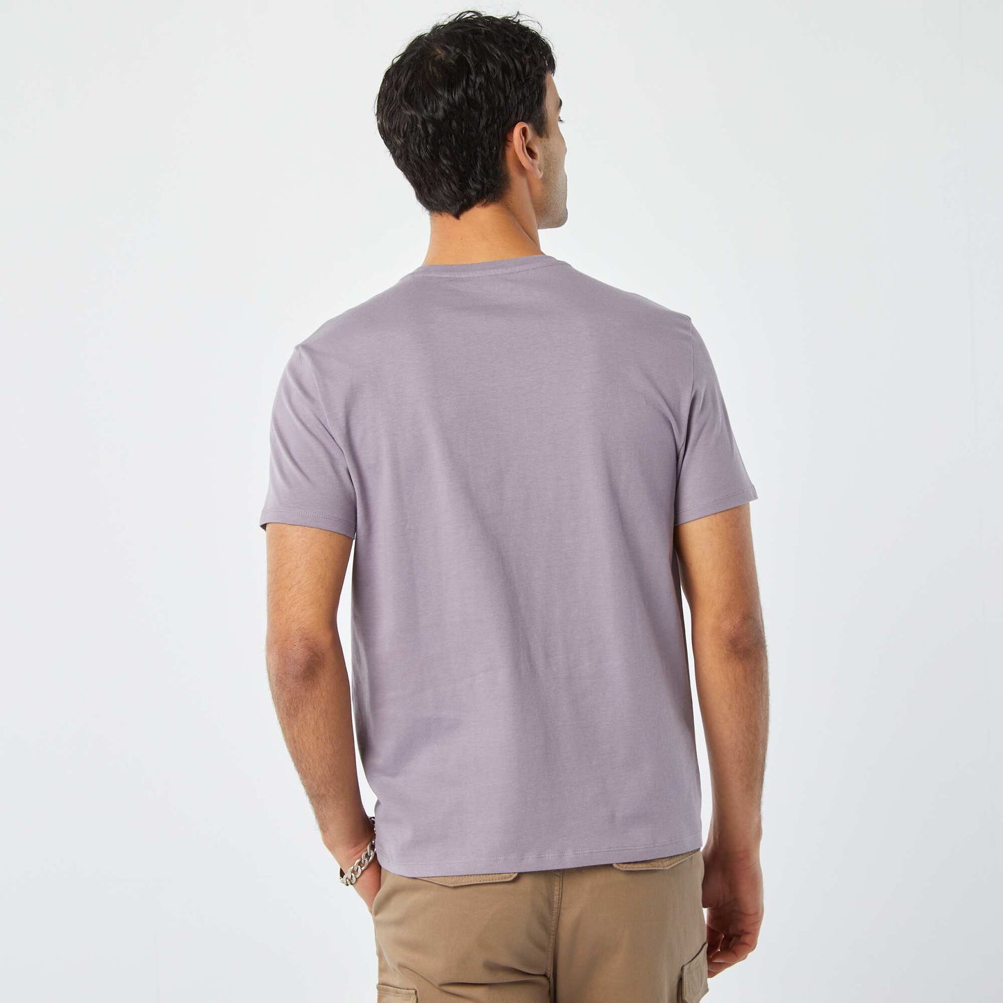 T-shirt manches courtes avec poche poitrine et broderie VIOLET