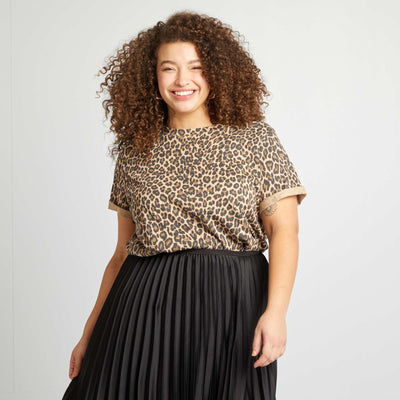 T-shirt à manches courtes avec imprimé BEIGE