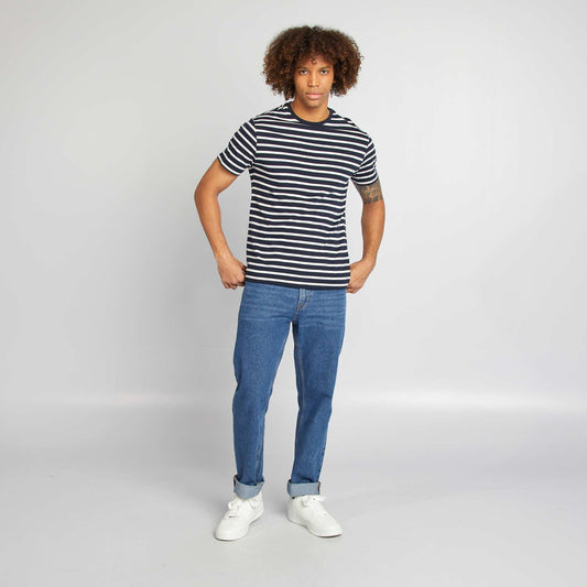 T-shirt rayé manches courtes col rond BLEU