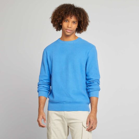 Pull en maille piquée col rond BLEU