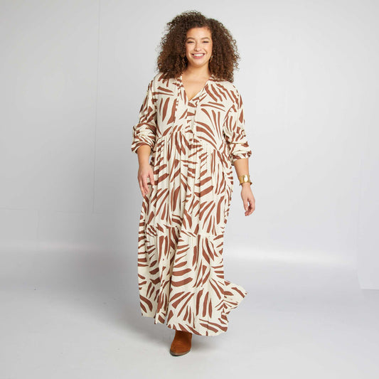 Robe longue à motif BEIGE