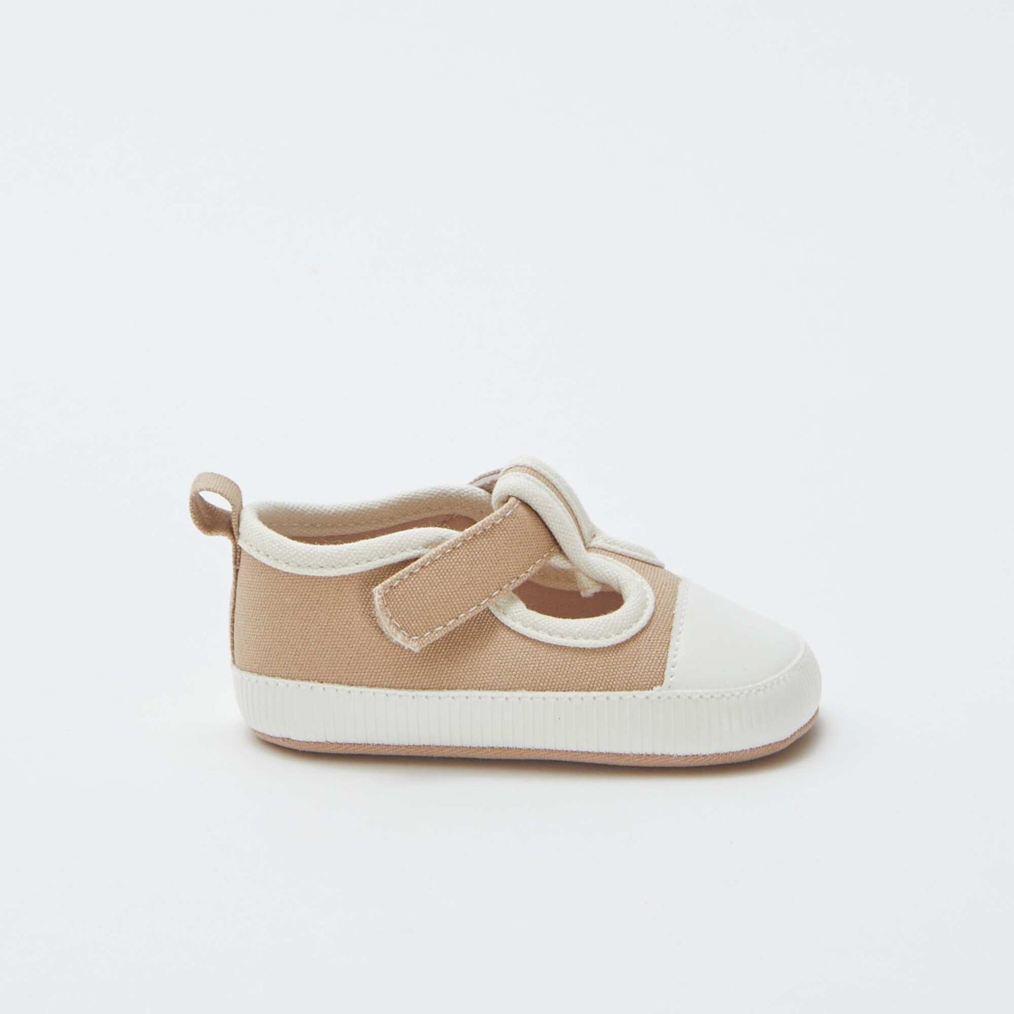 Chaussons esprit baskets en toile BEIGE